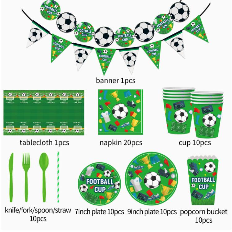 Fotbollstema Party Dekoration Disponibel tallrik Set