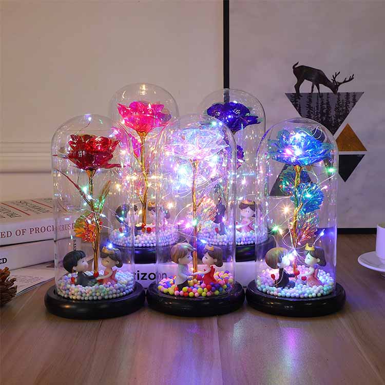 LED 24K glasrosa